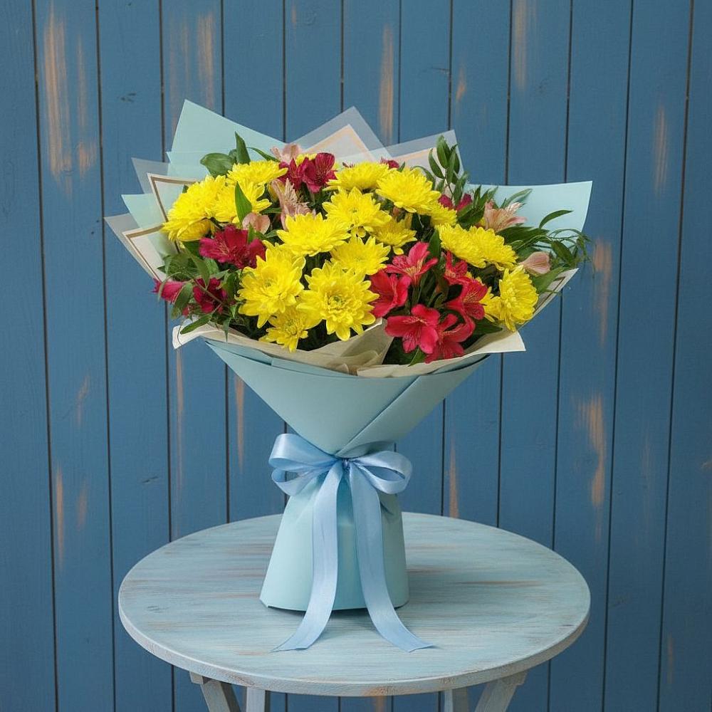 Букет цветов из: Альстромерии и Хризантемы в Переславле-Залесском