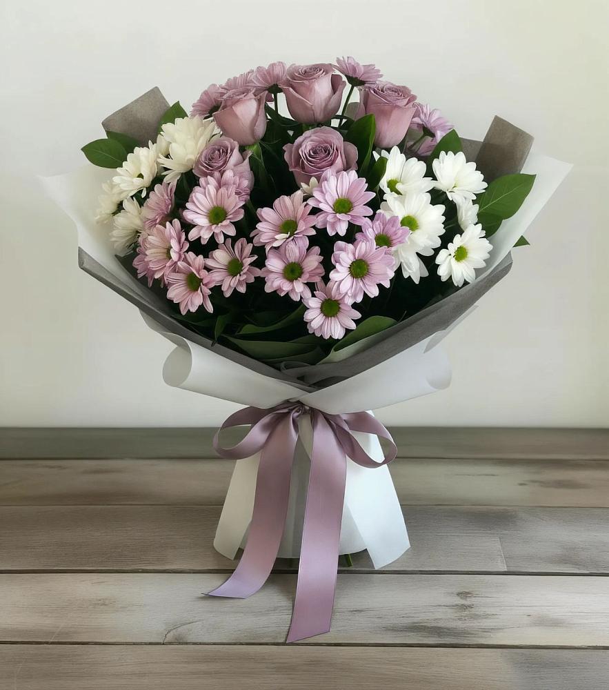 Букет цветов из: Хризантемы и Розы в Переславле-Залесском