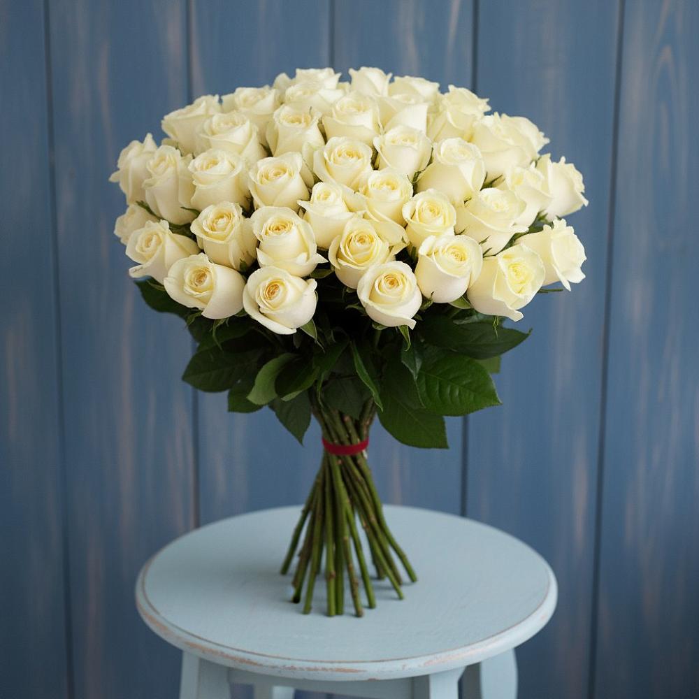 Букет 51 Белая роза Эдлесс Лав в Переславле-Залесском