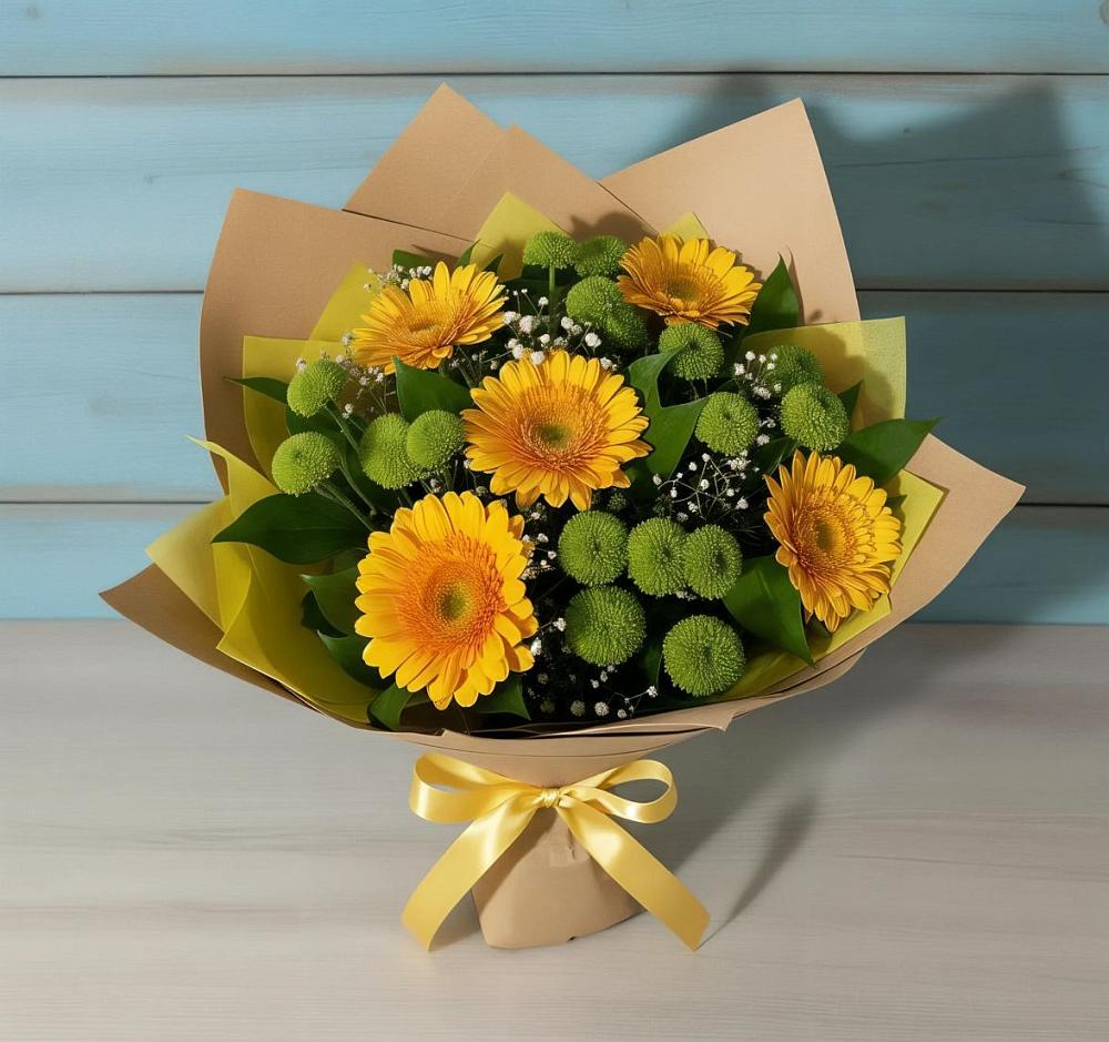 Букет цветов из: Герберы и Хризантемы в Переславле-Залесском