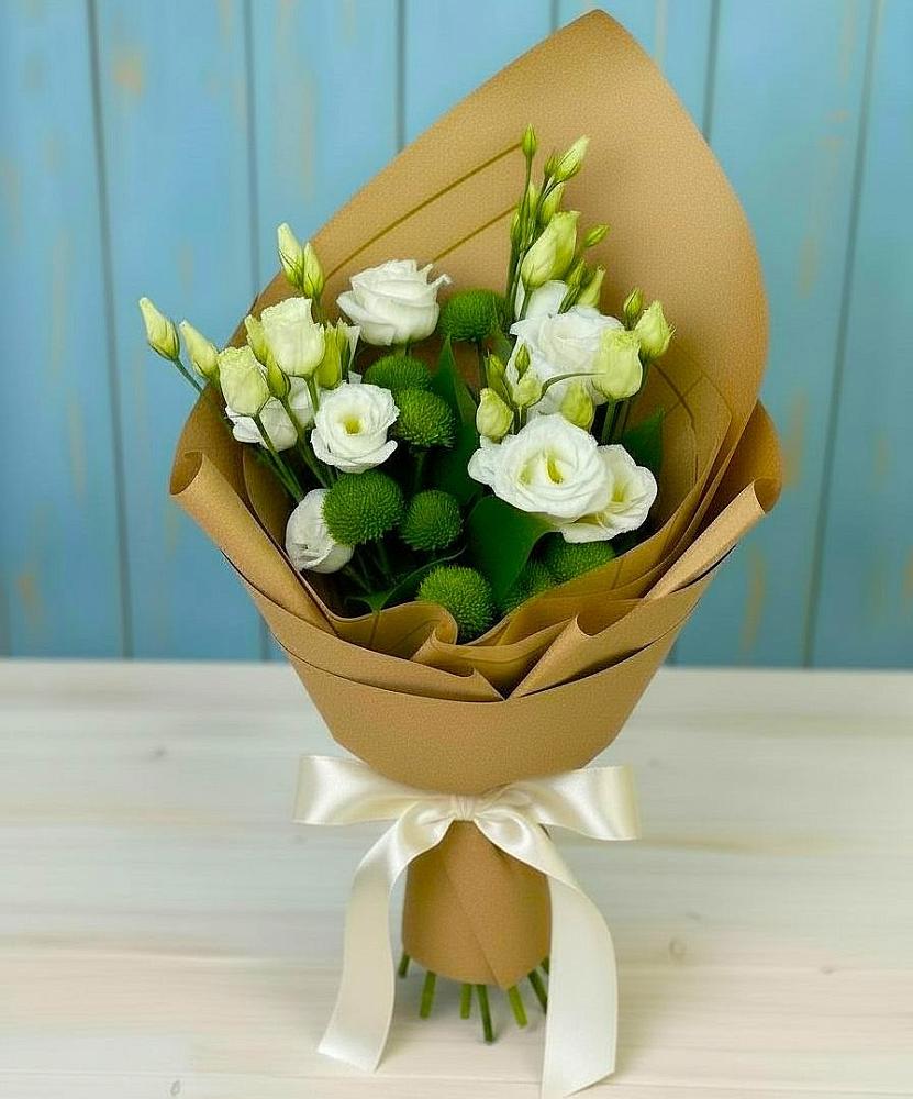 Букет цветов из: Хризантемы и Лизиантусы в Переславле-Залесском