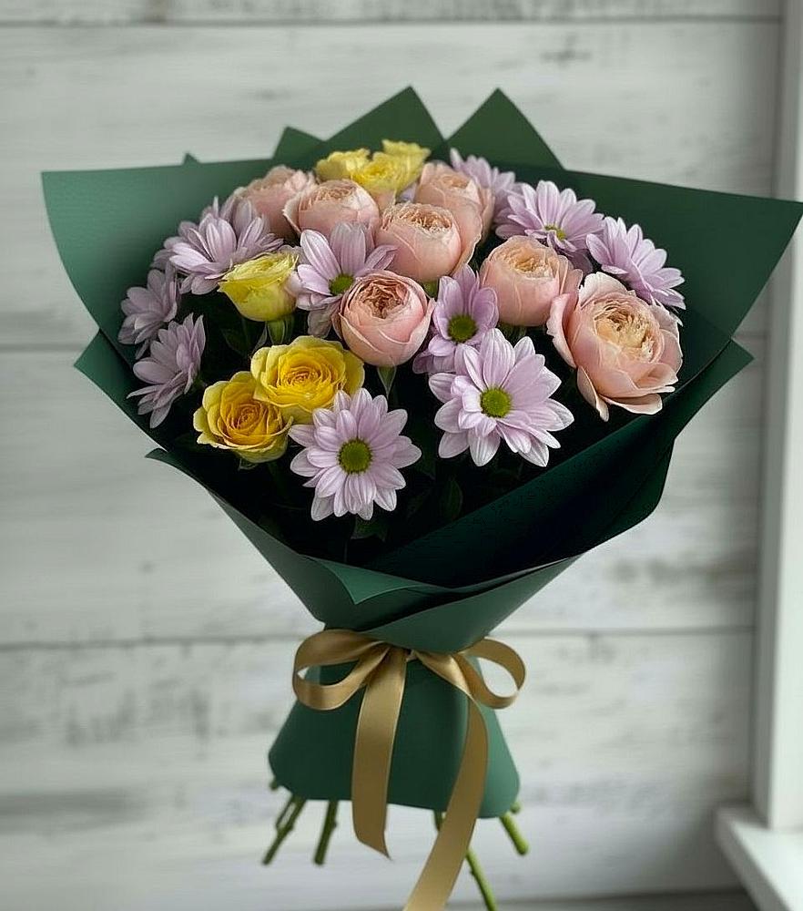 Букет цветов из: Хризантемы и Розы в Переславле-Залесском