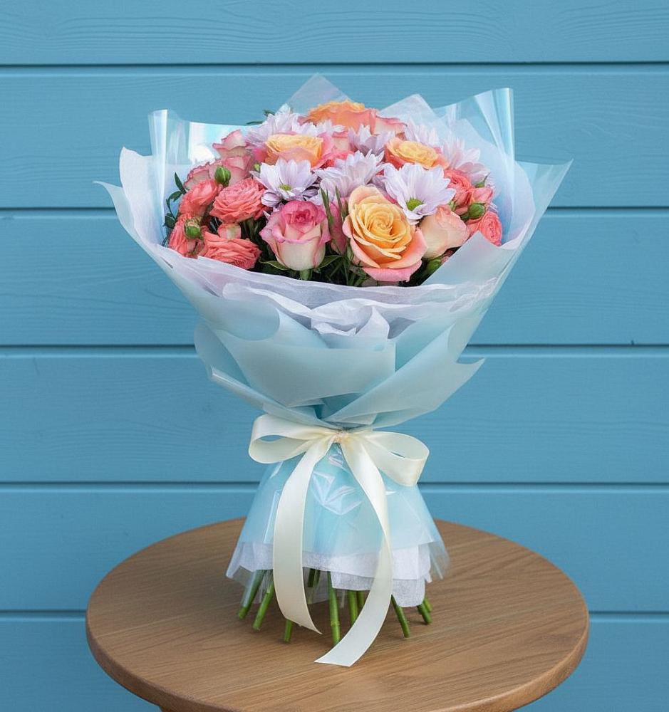 Букет цветов из: Хризантемы и Розы в Переславле-Залесском