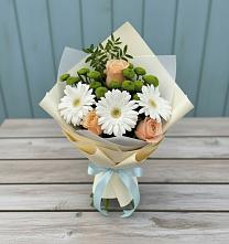Букет цветов из:  Герберы, Розы и Хризантемы в Переславле-Залесском
