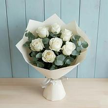 Букет Белые розы в Эвкалипте в Переславле-Залесском